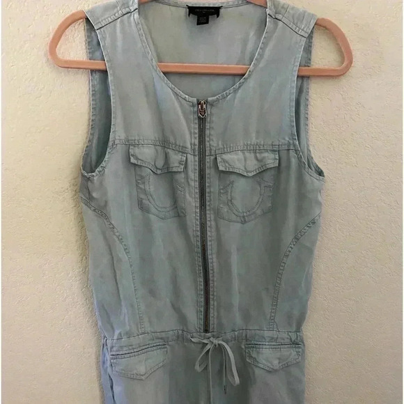 True Religion Y2K Indigo Utility Sleeveless Romper In Indigo Wash Size XS - Picture 2 of 8